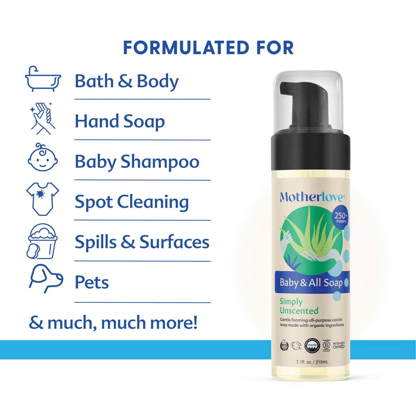 Baby & All Non-Toxic Foaming Castille Soap - Unscented, presentación en 5.7 fl oz